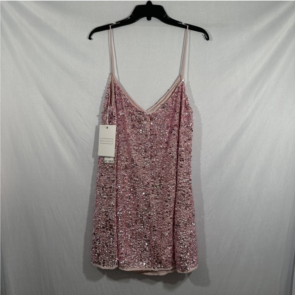 NWT $298 Mac Duggal‎ [ 12 ] Sequin Cocktail Slip Mini Dress Raspberry Pink Q592 - Picture 10 of 16